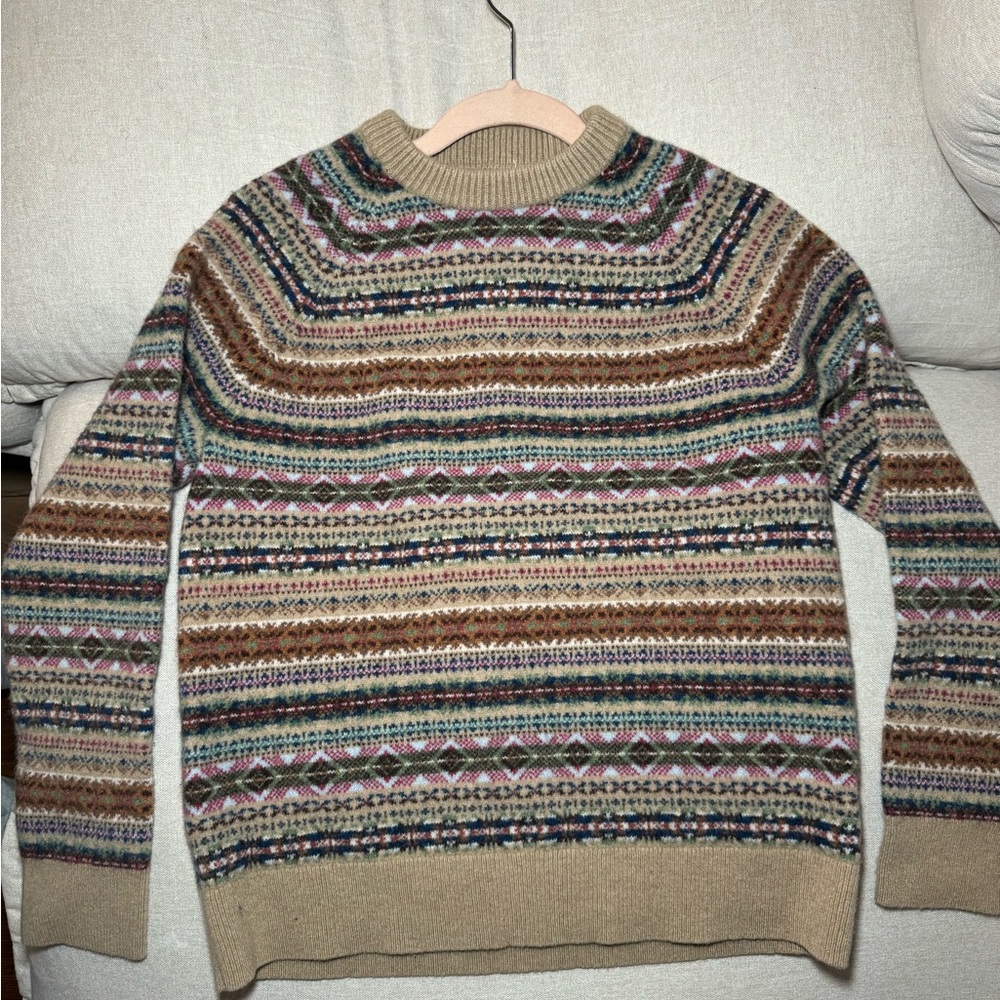 JCrew Fair Isle sweater in lambswool and merino wool blend crewneck